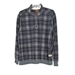 Frye & Co. Men's Green Plaid 1/4 Zip Fleece Pullover Sweater Size XL Long Sleeve